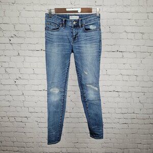 Madewell Blue Denim Skinny Skinny Distressed Ripped Low Rise Jeans 25 (25x28)